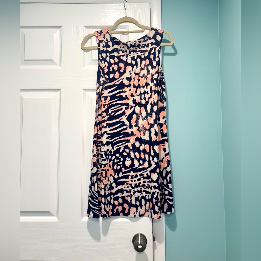 NEW w/ TAGS - Navy and Orange XYNC Animal Print Sleeveless Dress - Medium